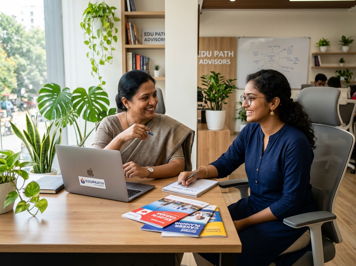 Student receiving personalized career and admission counselling at PRL EduCon